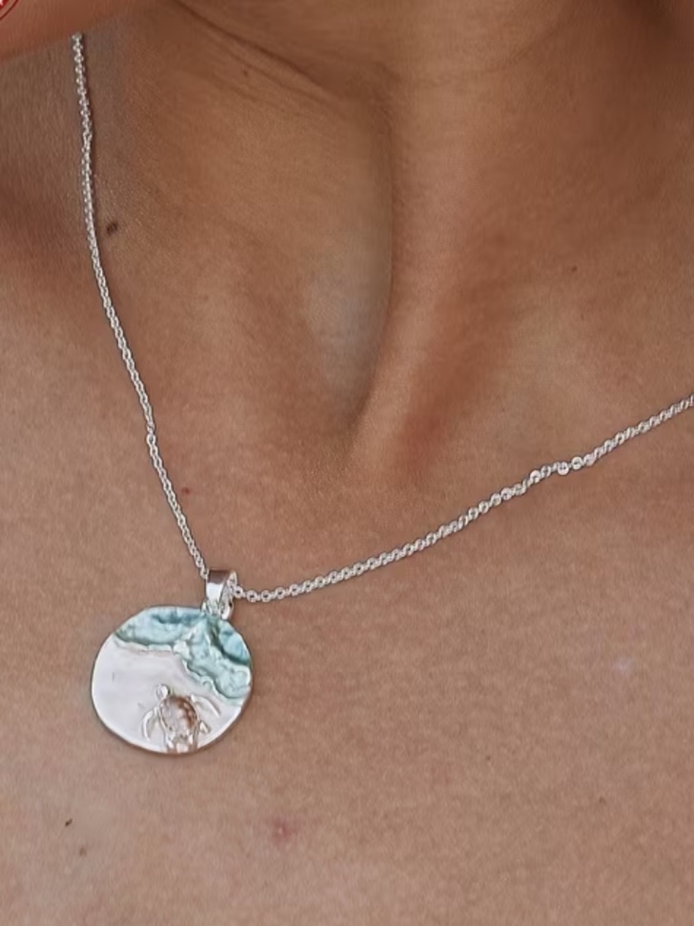 Turtle at the Beach Silver Toned Necklace - Picture 5 of 6